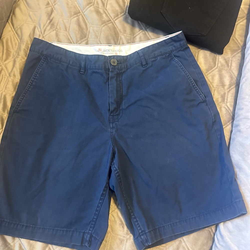 Jack & Jones Blue Flat Front Shorts Casual Style